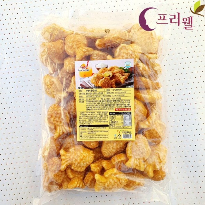 프리웰 냉동 우리쌀 미니붕어빵 슈크림 1kg(20g-50개) 대표 이미지 - 붕어빵 추천