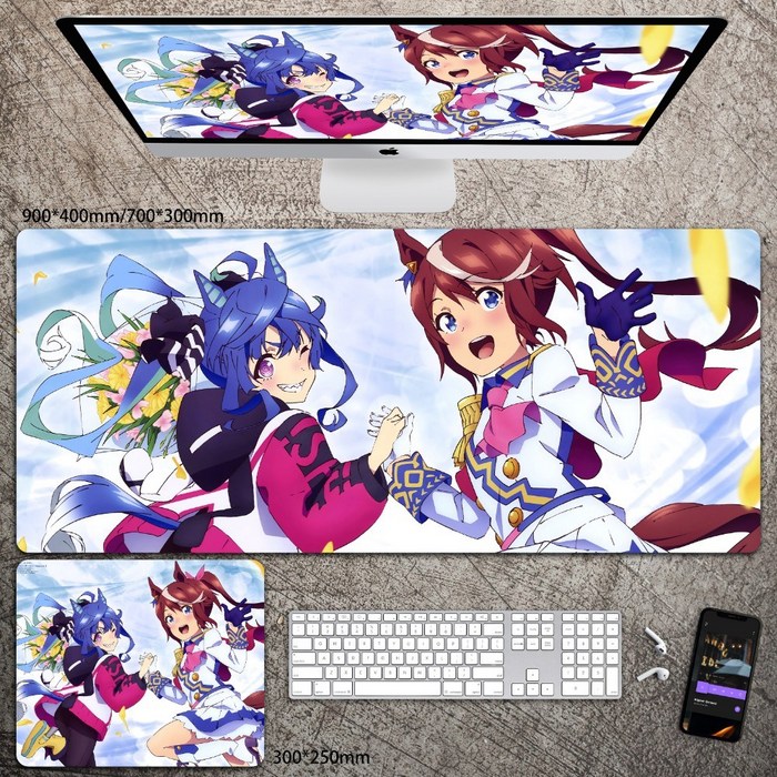 우마무스메 대형 마우스 장패드 긴 빅사이즈 키보드 책상 데스크 패드, 700x300mm + 3mm개, AM 대표 이미지 - 우마무스메 장패드 추천