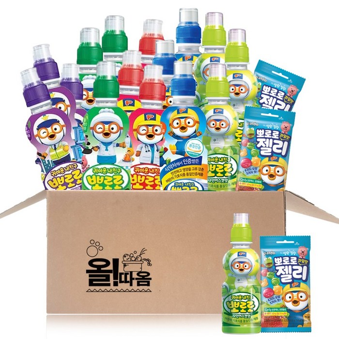 올따옴기획 뽀로로음료수(블루+딸기+밀크+사과+샤인+젤리)3개씩 대표 이미지 - 샤인머스캣 음료 추천