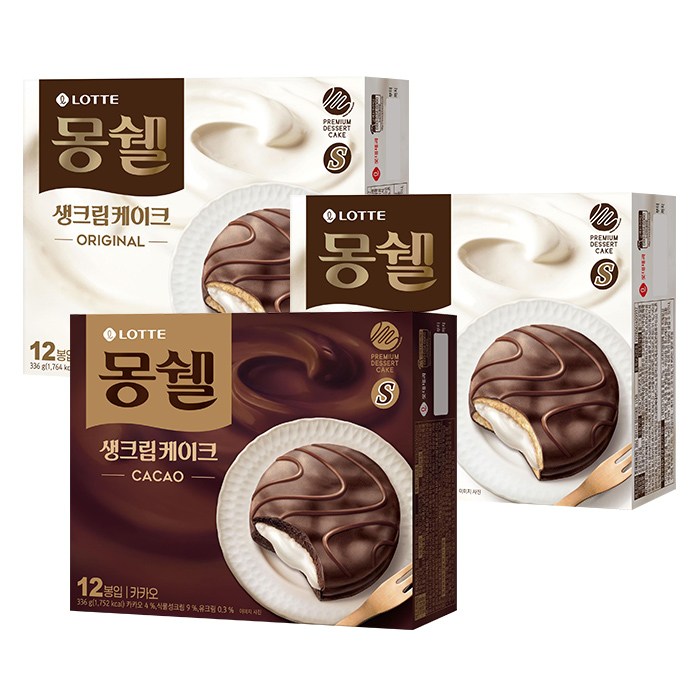 롯데제과 몽쉘카카오 1개 + 몽쉘크림 2개, 336g, 3개 대표 이미지 - 롯데제과 추천
