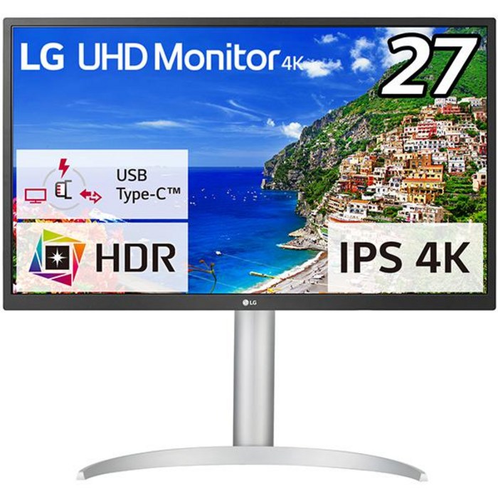 LG전자 27UP550-W 27형 4K 3840×2160 모니터/HDR/USB Type-C/PD 최대96W/초해상도기술/AMD Free Sync / DAS 모드 높이 조정 피벗, 상세페이지 참조 대표 이미지 - LG전자 4K UHD 모니터 추천