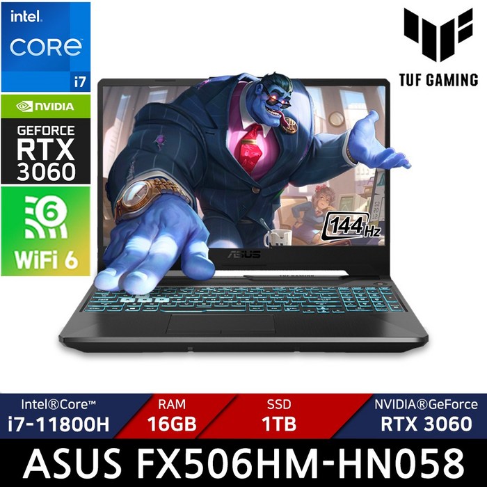 ASUS TUF Gaming F15 FX506HM-HN058 +마우스증정, Free DOS, 16GB, 1TB, 코어i7, 블랙 대표 이미지 - FX506HM 추천