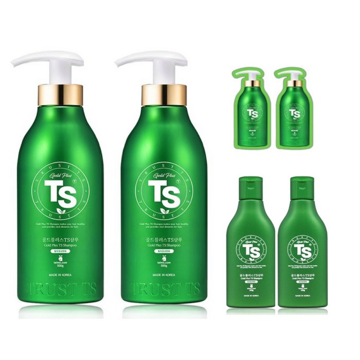 TS 골드플러스 샴푸 500g x 2p + 100g x 2p + TS 샘플 파우치 x 2p, 1세트 대표 이미지 - TS 샴푸 추천