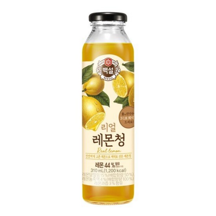 백설 리얼 레몬청, 310ml, 1개 대표 이미지 - 과일차 추천