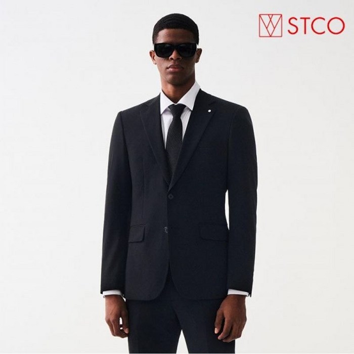 에스티코 STCO 4WAY 스트레치 에센셜 수트세트 블랙 슬림핏 SSJUZ01SET