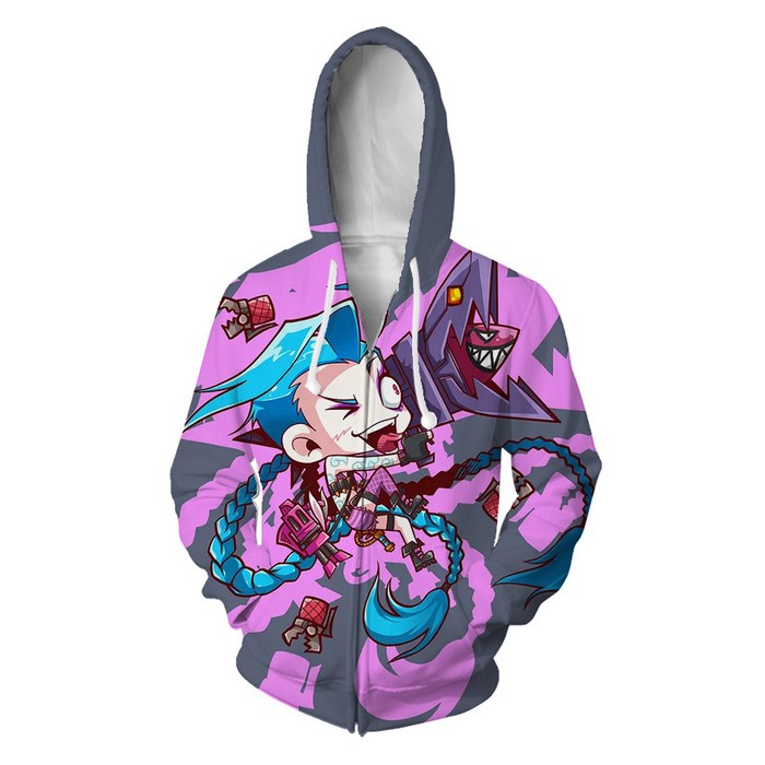 ANKRIC 패딩코트 애니메이션 쌍둥이 도시 전투 arcane3d Kink Heroes League 스웨트 셔츠 인쇄 카디건 남자 스웨트 셔츠 대표 이미지 - 경량 바람막이 추천
