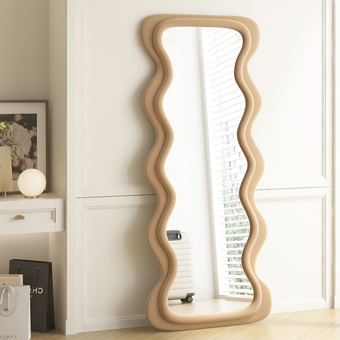 로얄다이아 웨이브전신거울 엑스라지 특대사 인테리어 스탠드거울 스웨이드거울 벨벳거울 전신거울 물결거울 6colors, 웨이브거울 엑스라지  베이지