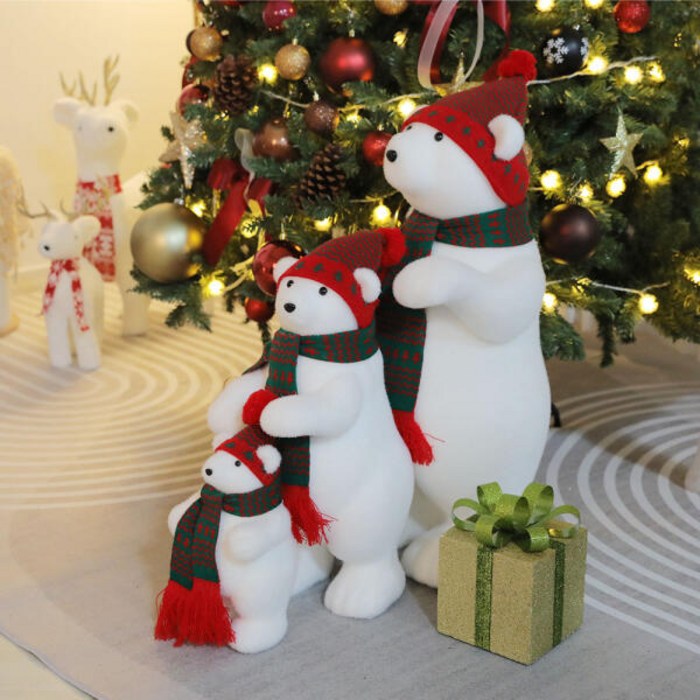 아트박스플라워트리 크리스마스 북극곰 인형 장식 알라스카 곰베이비 33cm