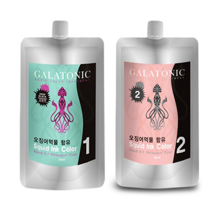 갈라토닉 새치용 오징어먹물 1제 500ml + 2제 500ml, 2N검정색, 1세트 대표 이미지 - 검은색 염색약 추천