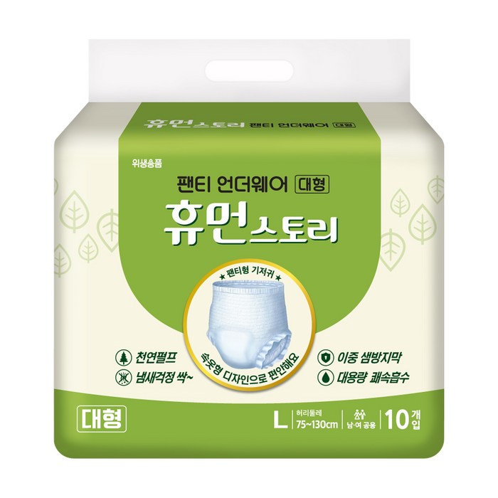 휴먼스토리 팬티 언더웨어 대형 80매 어른기저귀 성인용기저귀, 1박스 대표 이미지 - 요실금 기저귀 추천