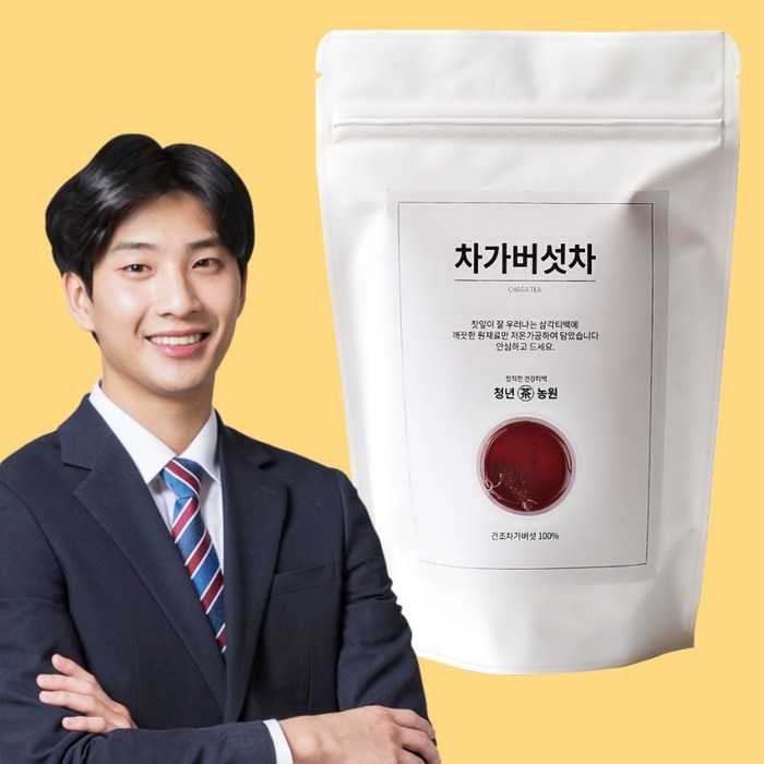 청년농원 차가버섯차 티백 100% 순수 차가버섯으로 만든 건강차 대용량, 1g, 100개입 대표 이미지 - 차가버섯 추천