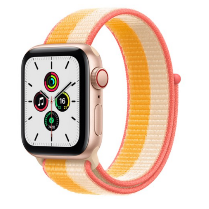 Apple 애플워치 SE, 40mm, GPS+Cellular, 알루미늄, 골드 / 메이즈 + 화이트 스포츠 루프 대표 이미지 - 애플워치 셀룰러 추천