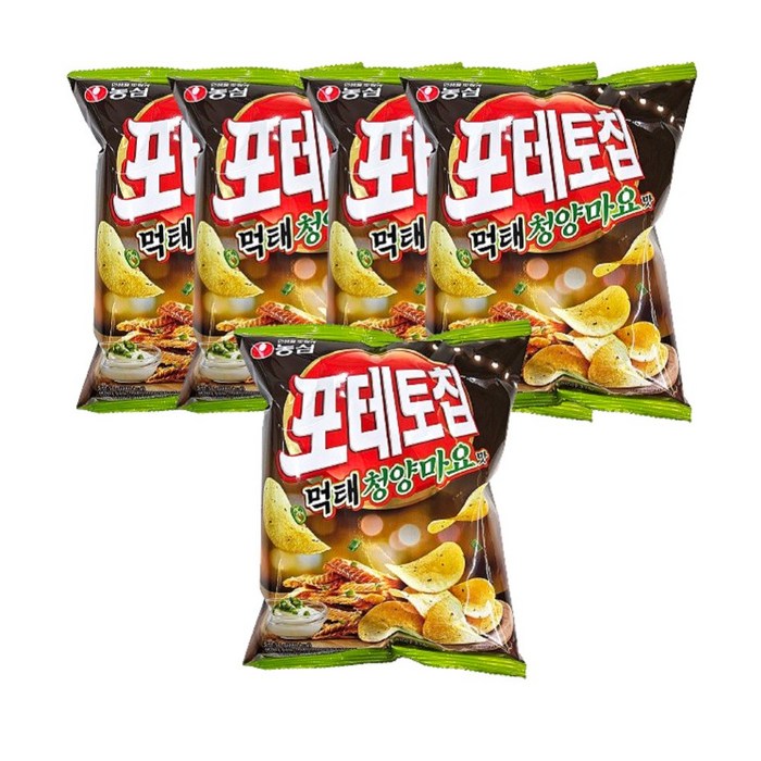 농심 포테토칩 먹태 청양마요맛, 5개, 50g 대표 이미지 - 먹태 과자 추천