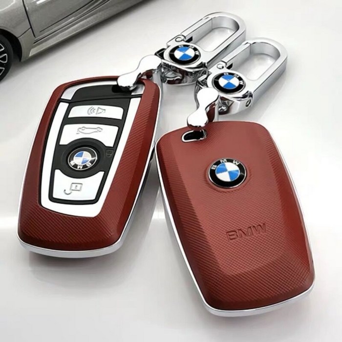 BMW F10 30 520D 528i 320D 키케이스 커버 키홀더 지갑 열쇠고리, D.BMW(케이스+키링)-브라운 대표 이미지 - BMW 키케이스 추천