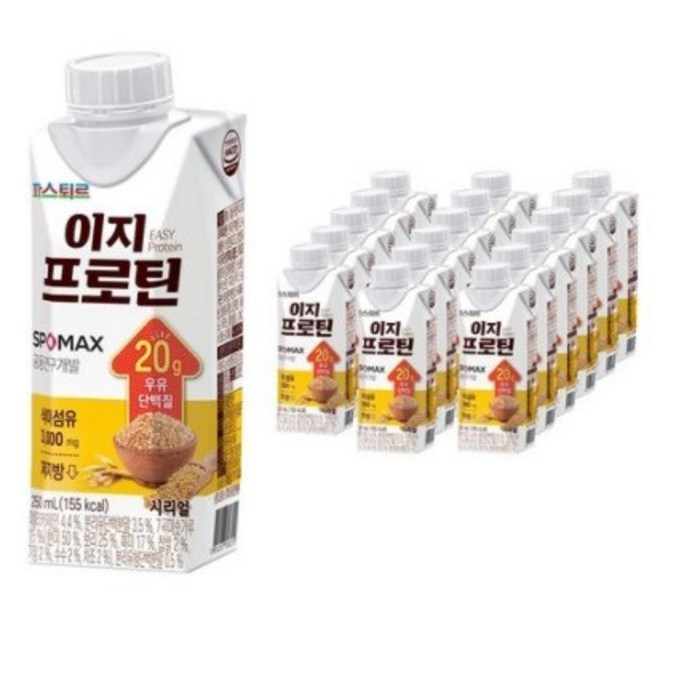 파스퇴르 스포츠드링크 이지프로틴 시리얼 250ml 18팩, 36개 대표 이미지 - 이지프로틴 추천