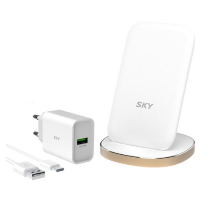 스카이 필 W3 아이언 플러스 고속 무선충전기 15W + USB C 충전 케이블 + 고속 충전 어댑터 18W 세트, 화이트, 3세트 대표 이미지 - 스카이 충전기 추천