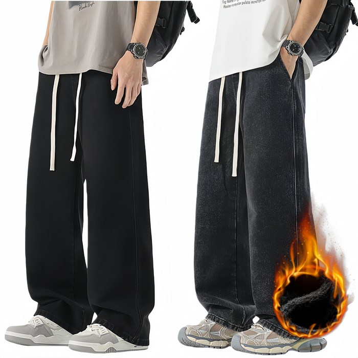 BDICOOL 남성용 11 와이드 청바지 기모 루즈핏 데님팬츠 데일리 케주얼 BK110