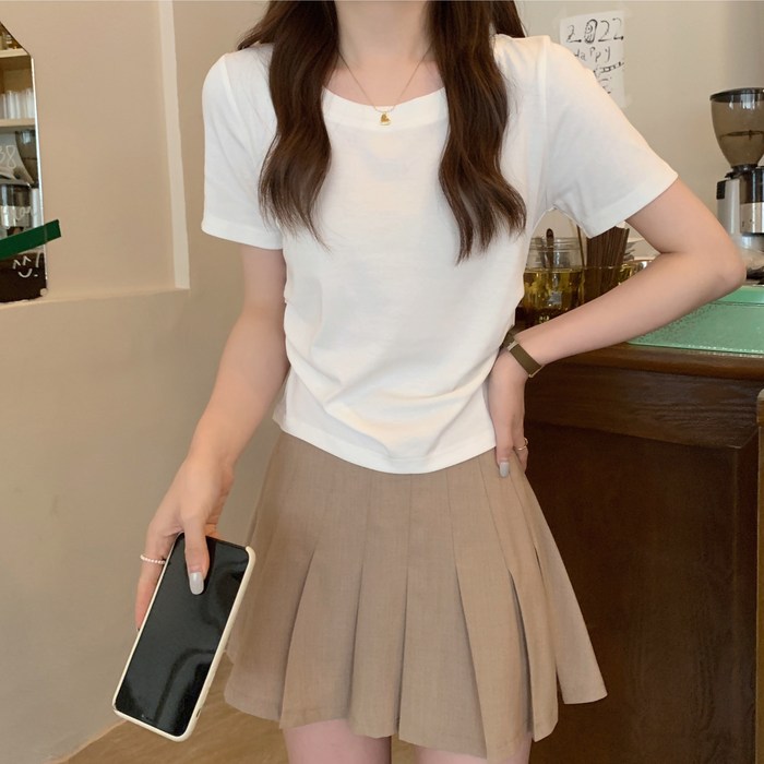 Ogfaour 여자 여름 슬림 반팔 티셔츠 O30571