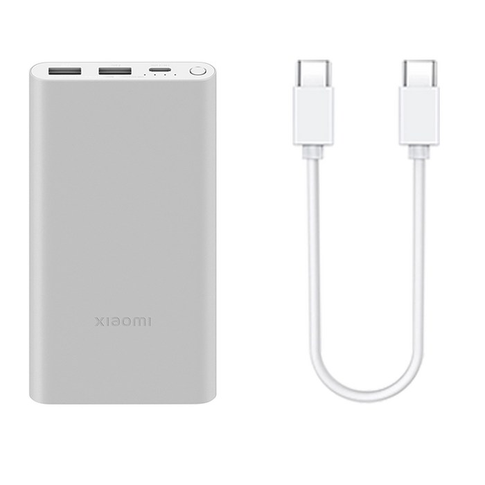 샤오미 7세대 10000mAh 22.5W 대용량 고속 충전 보조배터리, 7세대1만(실버), +CtoC 케이블 대표 이미지 - 보조배터리 5000 추천