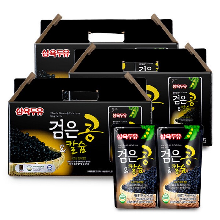 삼육두유 검은콩&칼슘 검은콩두유 파우치, 190ml, 60개 대표 이미지 - 블랙푸드 추천