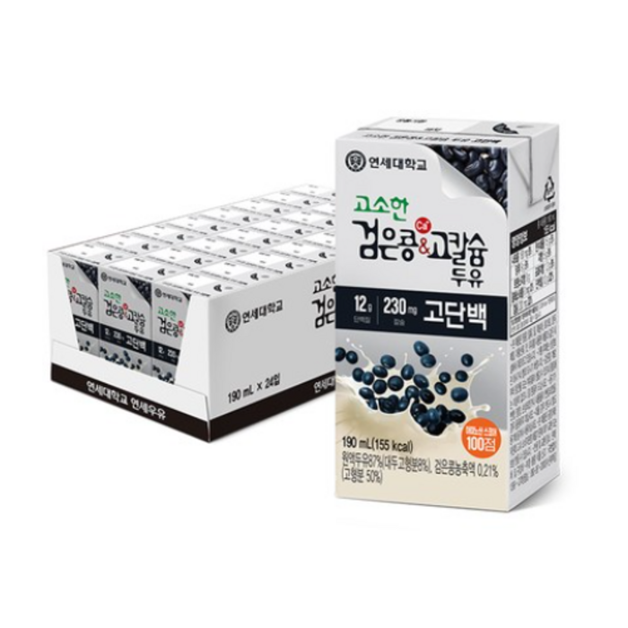 고소한 검은콩&고칼슘 고단백 두유, 24개, 190ml 대표 이미지 - 연세대 추천