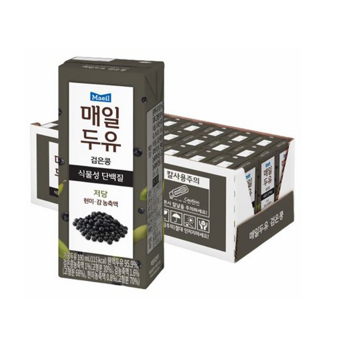 매일두유 검은콩 190mlx72팩/검은콩두유/저당/무료배송 대표 이미지 - 저당 두유 추천