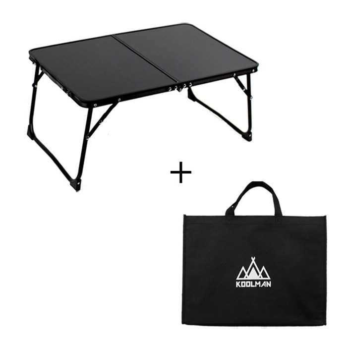 KOOLMAN쿨맨 다용도 캠핑 미니 테이블 ver2, 미니폴딩테이블  올블랙B2  수납가방