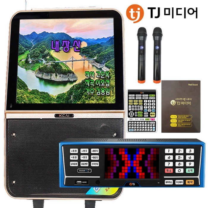 TJ K2 모니터탑재 이동식 가정용반주기풀SET 녹음 악보표출 가수육성메들리 최신곡 6만여곡 대표 이미지 - TJ 노래방 기계 추천