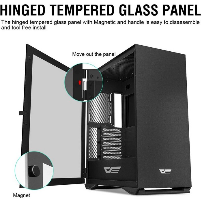 darkFlash DLM21 MESH Micro ATX Mini ITX Tower MicroATX White Computer Case with Door Opening Tempered Glass Side Panel &-B082LZ844J, DLX22 NEO BLACKone size