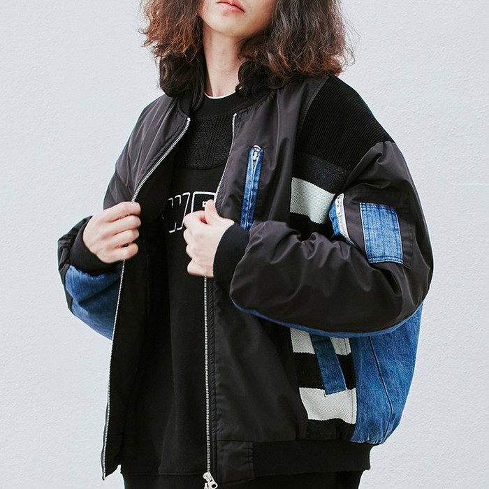 Washed Mix MA-1 Jacket (black) 대표 이미지 - MA1 항공점퍼 추천