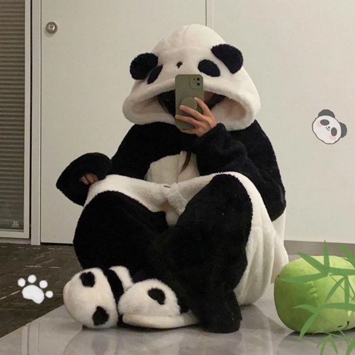퓨어몰링 팬다 극세사 파자마 팬다 캐릭터 잠옷 동물 수면잠옷 대표 이미지 - 귀여운 잠옷 추천