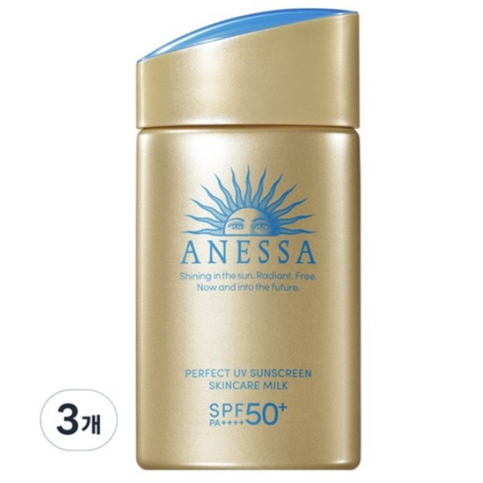 아넷사 퍼펙트 UV 선스크린 스킨케어 밀크 N SPF50+ PA++++, 60ml, 3개
