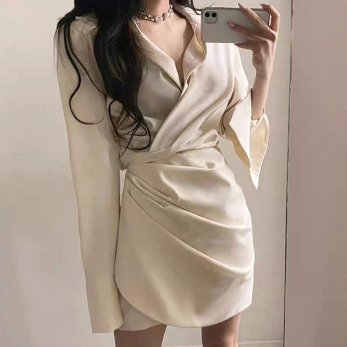 [레티고] 여성 슬림핏 미니 셔츠 드레스 대표 이미지 - 여자 데이트룩 추천
