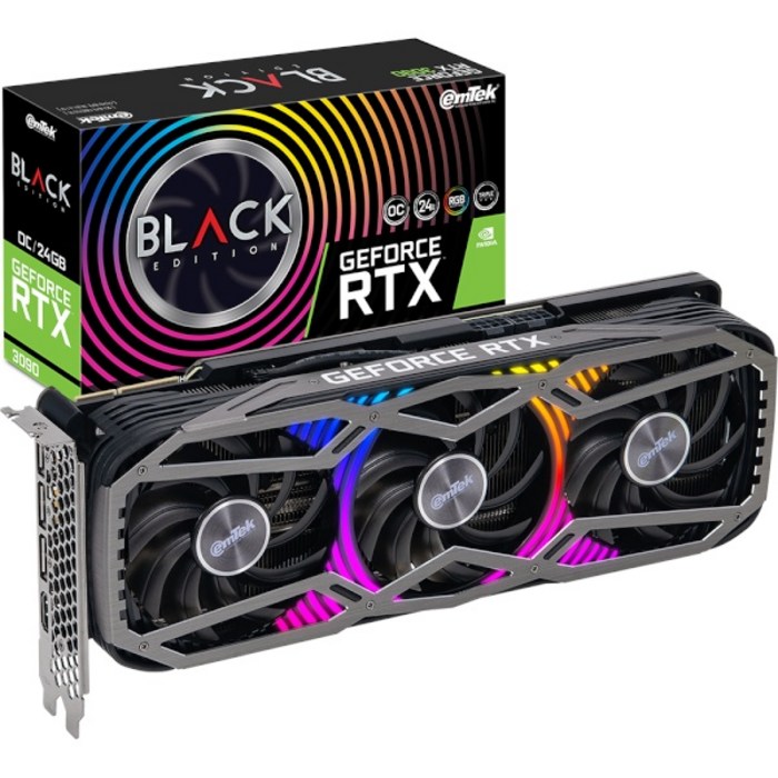 이엠텍 지포스 RTX 3090 BLACK EDITION OC D6X 그래픽카드 24GB 대표 이미지 - 딥러닝 GPU 추천