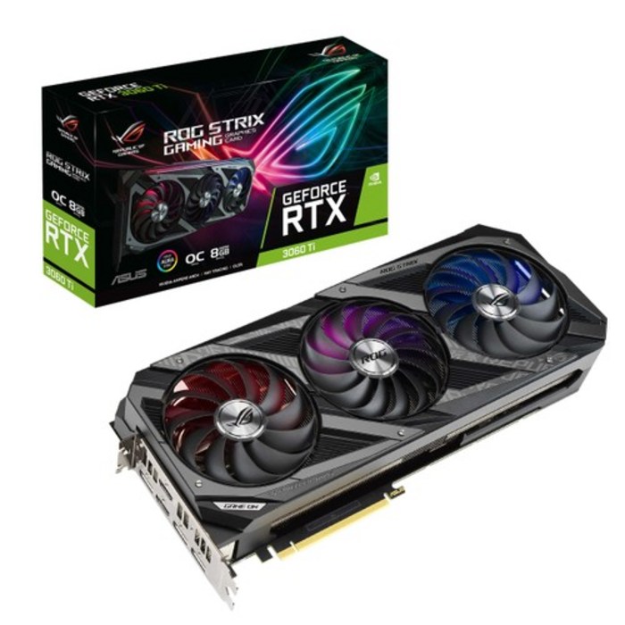 에이수스 ROG STRIX 지포스 RTX 3060 Ti O8G GAMING OC D6 8GB 그래픽카드 대표 이미지 - 딥러닝 GPU 추천