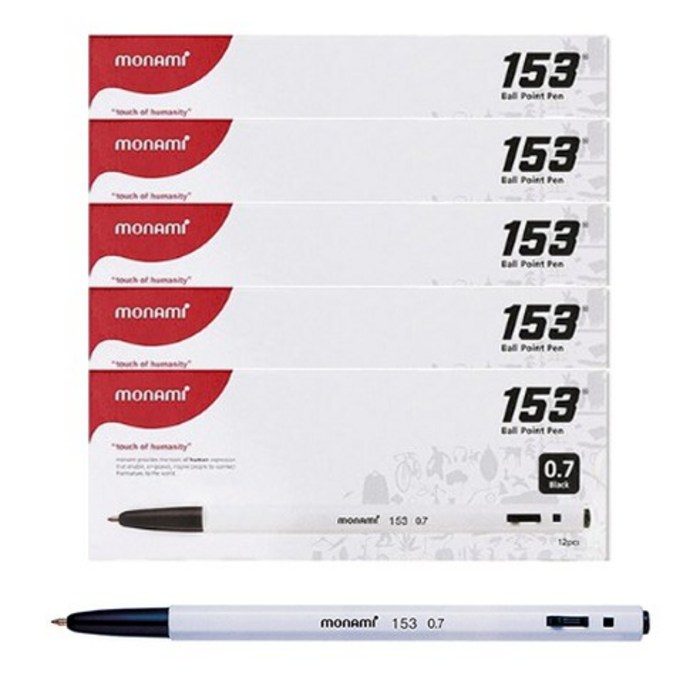 모나미 153볼펜 0.7mm 12개입 5개, 흑색 대표 이미지 - 모나미 추천