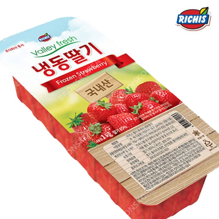 동서 리치스 밸리 냉동 가당딸기 1kg X 5개 아이스박스 무료 딸기퓨레 스무디 대표 이미지 - 딸기에이드 추천