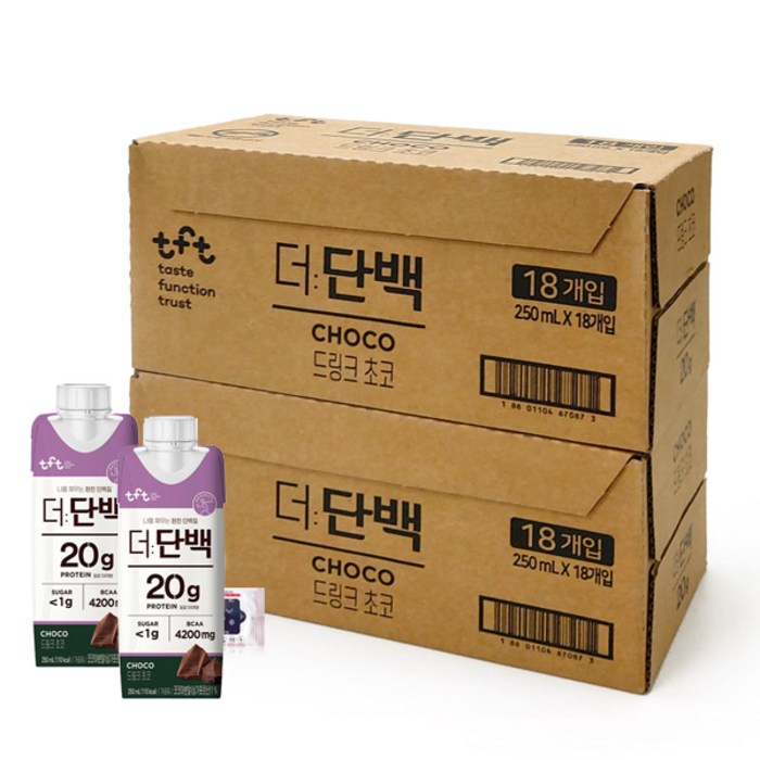 tft 더단백 드링크 초코 250ml x 36개입 + 블루존물티슈, 1세트 대표 이미지 - 단백질 음료 추천