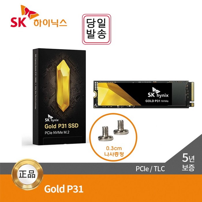 SK hynix -정품-SK하이닉스 P31 M.2 NVMe SSD Gold TLC [고정나사 증정], P31_, 1TB_ 대표 이미지 - M.2 NVME SSD 추천