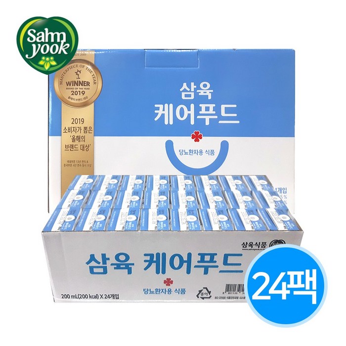 삼육 케어푸드 당뇨환자용 당뇨두유 200ml 24개입 식사대용 고혈당 환자식, 24팩 x 1박스 대표 이미지 - 저당 두유 추천