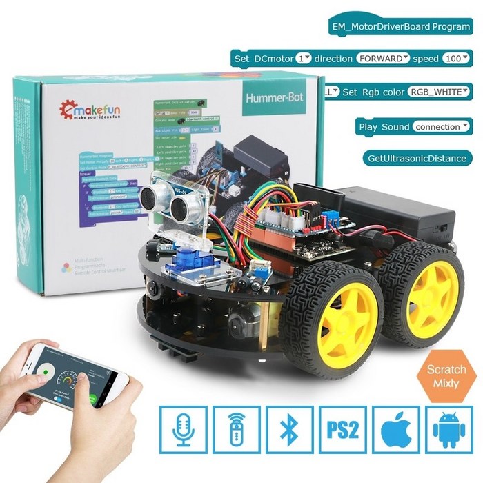 Arduino 로봇 4wd 자동차 용 emakefun app rc 원격 제어 블루투스 로봇 학습 키트 어린이를위한 교육용 줄기 완구 키즈, 중국 대표 이미지 - 교육용 아두이노 추천