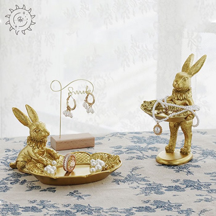 심파니 금토끼 악세사리트레이 풍수인테리어 결혼선물 래빗 빈티지소품 키트레이, 앉아있는 토끼