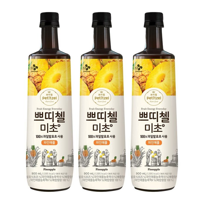 CJ 쁘띠첼 미초 파인애플 900ml*3병, 3병, 900ml 대표 이미지 - 쁘띠첼 추천