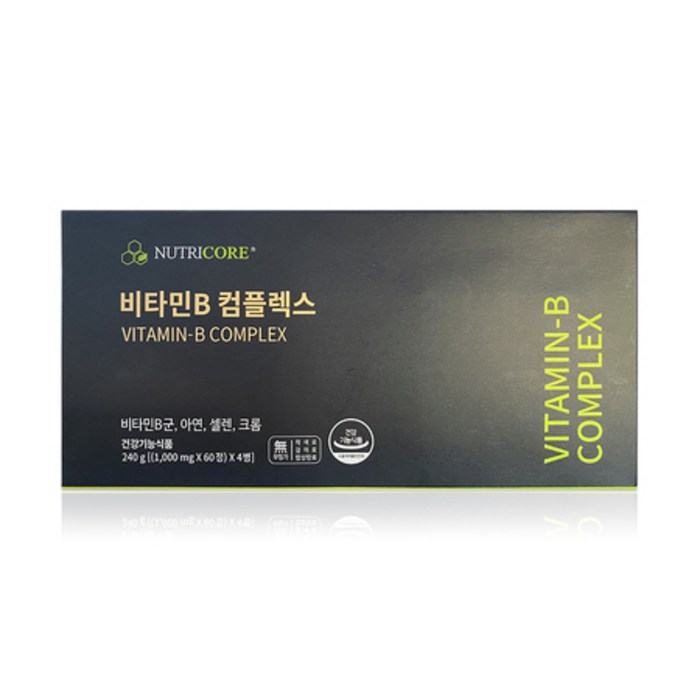 뉴트리코어 비타민B 컴플렉스 1000mg x 60정 x 4병 /정품, 상세페이지 참조, 상세페이지 참조 대표 이미지