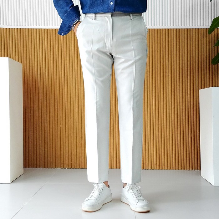 로니제이 남자 사계절 10부 TR 빅사이즈 테이퍼드핏 일자핏 기본 슬랙스 대표 이미지 - 치노팬츠 추천