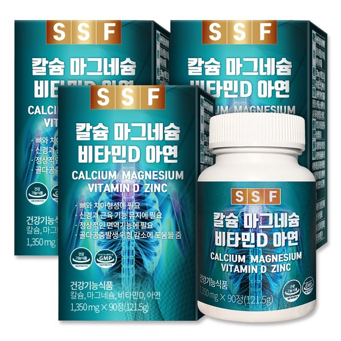 순수식품 칼슘 마그네슘 아연 비타민D 1350mg, 90정, 3개 대표 이미지 - 칼슘 마그네슘 비타민D 추천