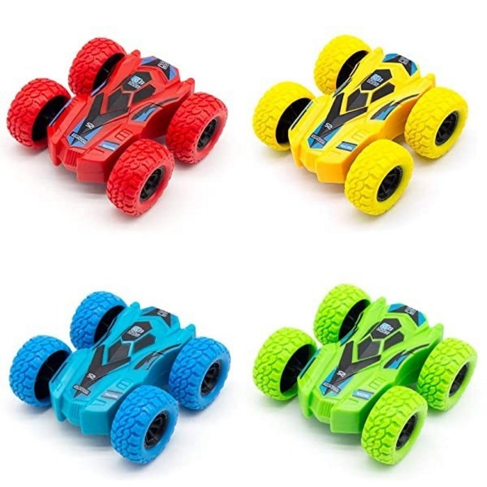 GRTLPOK Pull Back Cars 4 Pack Monster Toys Truck Double - Sided Friction Powered Vehicle Pull Cars f 대표 이미지