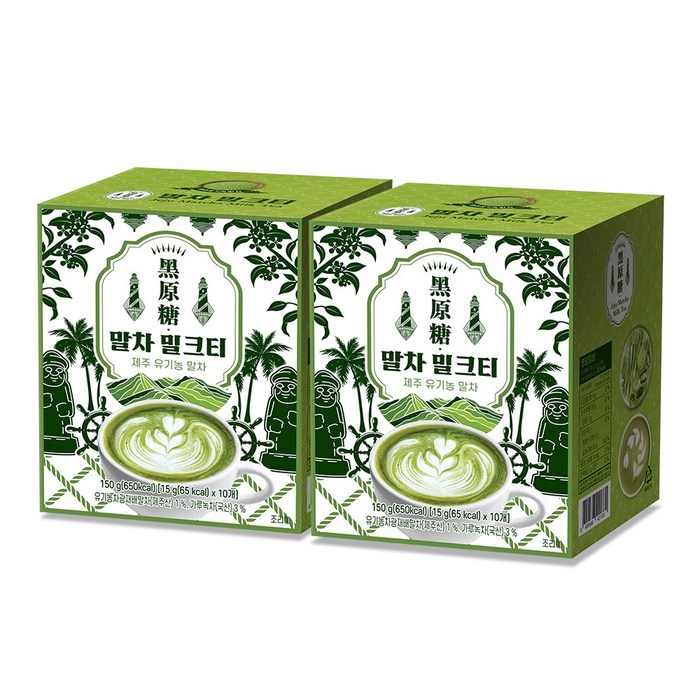 흑원당 말차 밀크티 15g x 10T 2팩, 20개, 2개 대표 이미지 - 말차라떼 추천