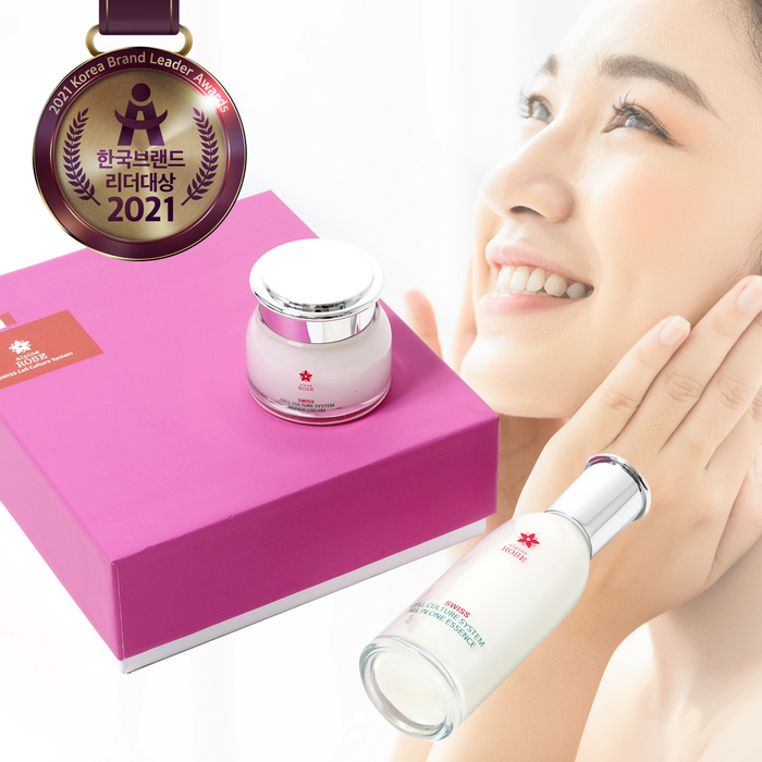 화장품 세트/스위스 셀 / 로즈 줄기세포 배양액 올인원 에센스100ml /수분 영양 듬뿍 크림 50ml 대표 이미지 - 엄마 화장품 추천