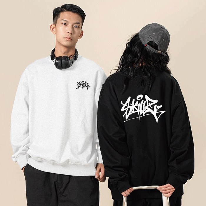 FONOW 남녀공용 가을 겨울 소프트 빅사이즈 맨투맨 오버핏 프린팅 후드티